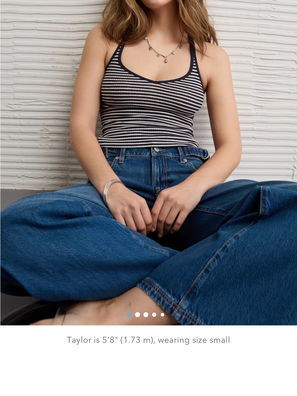 AE Cross Back Strappy Tank Top Navy & White